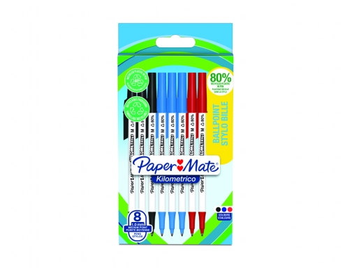 Boligrafo paper mate kilometrico punta 1 mm plastico reciclado 80% blister de Papermate 2187680 , surtidos, imagen 3 mini