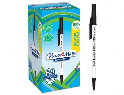 Boligrafo paper mate kilometrico punta 1 mm plastico reciclado 80% color negro Papermate 2187701, imagen 3 mini