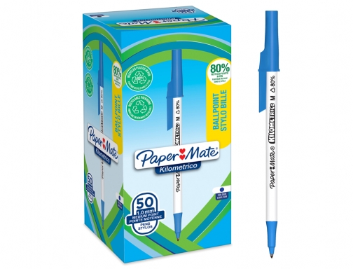 Boligrafo paper mate kilometrico punta 1 mm plastico reciclado 80% color azul Papermate 2187702, imagen 3 mini