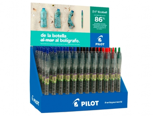 Boligrafo Pilot ecoball plastico reciclado expositor de 60 unidades colores surtidos + NEEB, imagen 2 mini