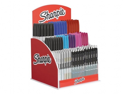 Expositor Sharpie de sobremesa acrilico con 120 rotuladores permanentes y 24 boligrafos 2204089 , surtidos, imagen 3 mini