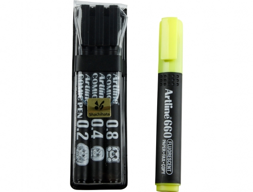 Rotulador Artline comic pen calibrado micrometrico negro bolsa de 3 uds 0,2 EK280 3W + 1 853, imagen 2 mini