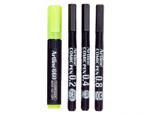 Rotulador Artline comic pen calibrado micrometrico negro bolsa de 3 uds 0,2 EK280 3W + 1 853, imagen 3 mini