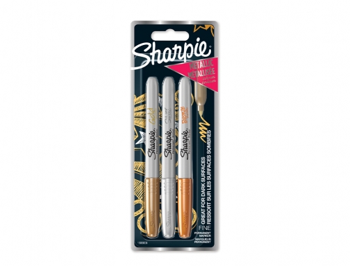 Rotulador Sharpie permanente fino de metal blister de 3 unidades oro plata 2178718 , surtidos, imagen 3 mini