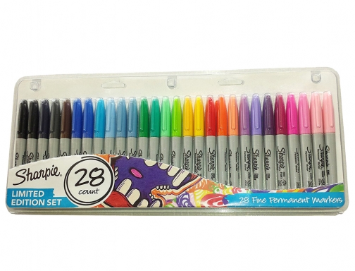 Rotulador Sharpie permanente punta fina caja de 28 unidades colores surtidos 2058158, imagen 2 mini