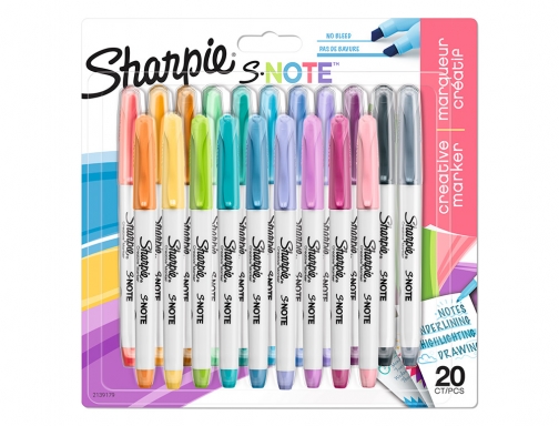 Rotulador Sharpie permanente snote punta biselada trazo 1,2 3,87 mm blister 20 2139179 , surtidos, imagen 2 mini