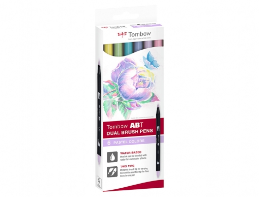 Rotulador Tombow abt dual brush acuarelable doble punta fina pincel estuche de ABT6C2 , surtidos, imagen 2 mini