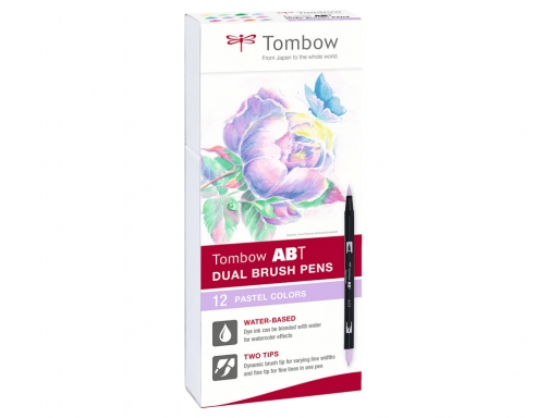 Rotulador Tombow abt dual brush acuarelable doble punta fina pincel estuche de ABT12P2 , surtidos, imagen 3 mini