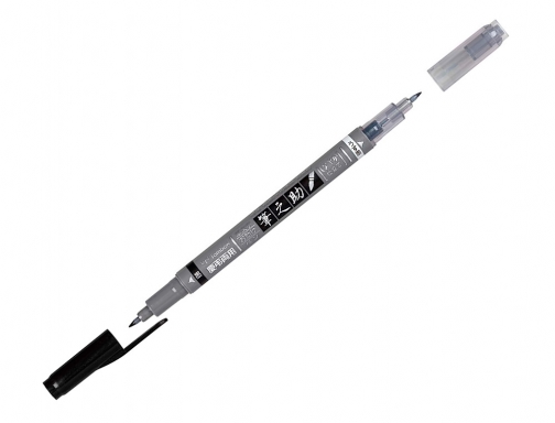 Rotulador Tombow fudenosuke tinta base de agua doble punta blanda color gris WSTBS , negro, imagen 4 mini