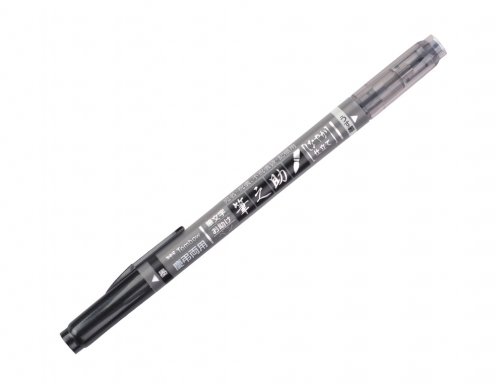 Rotulador Tombow fudenosuke tinta base de agua doble punta blanda color gris WSTBS , negro, imagen 5 mini