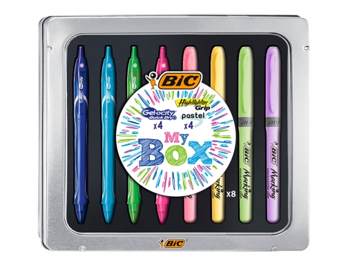 Set Bic caja de metal 4 gelocity quick dry colores surtidos + 999448, imagen 2 mini