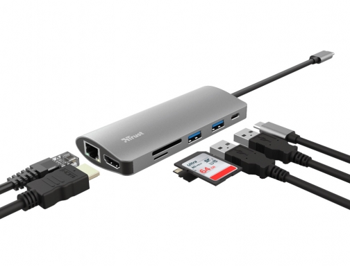 Adaptador Trust dalyx 7 en 1 multipuerto usbc hdmi 2x usba network 23775, imagen 3 mini