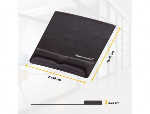 Alfombrilla para raton Fellowes canal healthv negra con reposamuecas de gel 222x209,6x251 9181201, imagen 3 mini