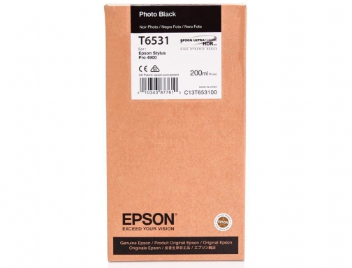 Inkjet Epson gf stylus pro4900 negro foto 200 ml C13T653100, imagen 2 mini