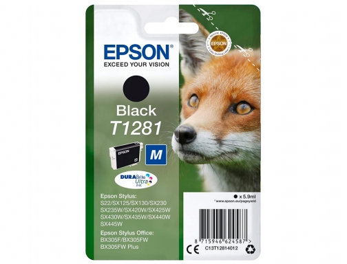 Inkjet Epson t1281 stylus s22 sx125 negro 170 pag C13T12814012, imagen 2 mini