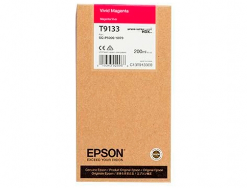 Inkjet Epson t9133 vivid magenta ink 200ml C13T91330N, imagen 2 mini