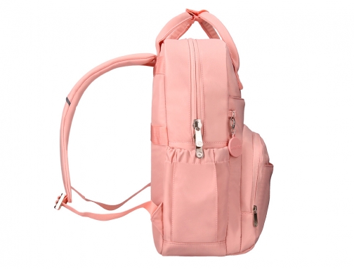 Mochila Antartik diseo casual con asa multibolsillo color rosa 410x120x290 mm TK81, imagen 5 mini