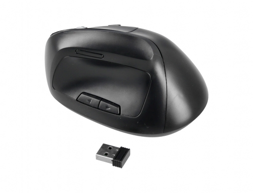 Raton Qconnect optico inalambrico ergonomico vertical dpi 800 1200 1600 bateria recargable KF15115 , negro, imagen 3 mini