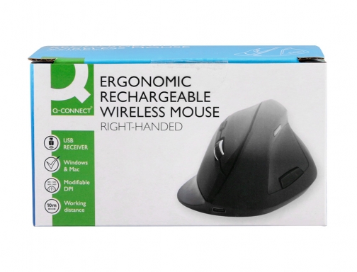 Raton Qconnect optico inalambrico ergonomico vertical dpi 800 1200 1600 bateria recargable KF15115 , negro, imagen 4 mini