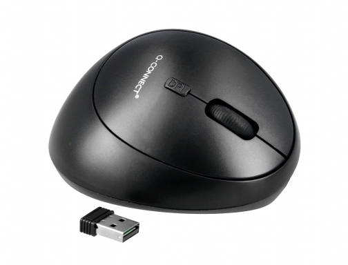 Raton Qconnect optico inalambrico ergonomico vertical dpi 800 1200 1600 pila AA KF15116 , negro, imagen 3 mini