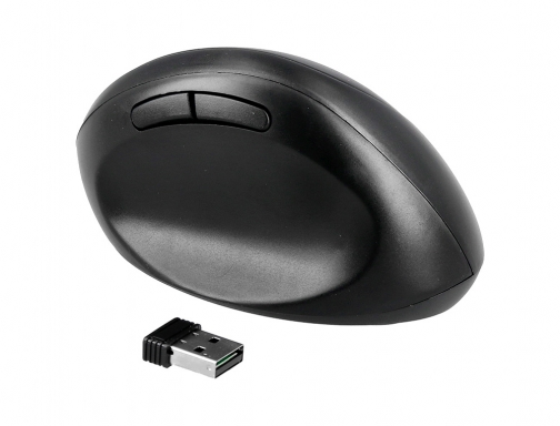 Raton Qconnect optico inalambrico ergonomico vertical dpi 800 1200 1600 pila AA KF15116 , negro, imagen 4 mini