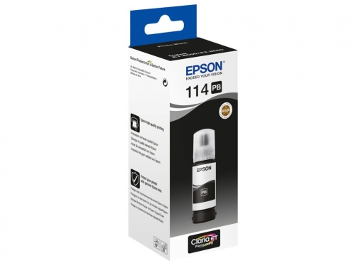 Tinta Epson t114 eco tank et8500 8550 negro photo botella 70 ml C13T07B140, imagen 2 mini