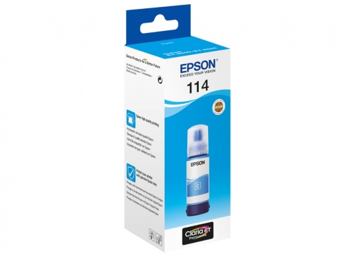 Tinta Epson t114 eco tank et8500 8550 cian botella 70 ml C13T07B240, imagen 2 mini