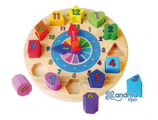 Puzle Andreutoys reloj madera figuras geometricas 22x4 cm 16049A, imagen 2 mini