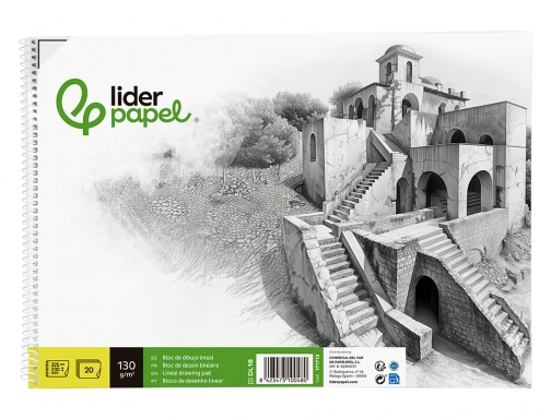 Bloc dibujo Liderpapel lineal historico 230x325mm 20 hojas 130g m2 con recuadro 171712, imagen 3 mini