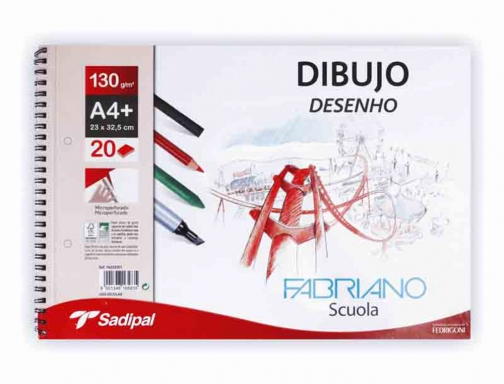 Bloc dibujo sadipal Fabriano Din A4+ espiral 20 hojas 2 taladros 130g F76233351, imagen 2 mini