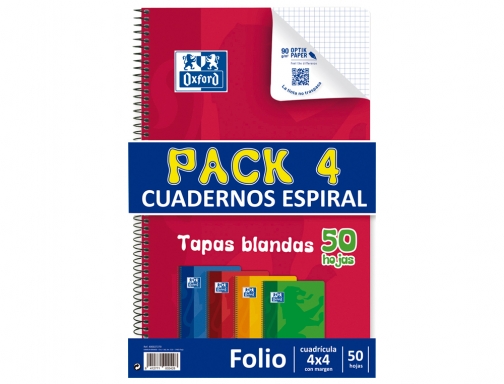 Bloc espiral Oxford tapa flexible optik paper folio 50 hojas 90 gr 400027270, imagen 2 mini