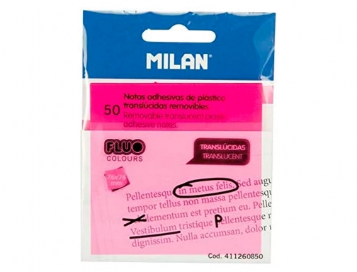 Bloc de notas adhesivas quita y pon Milan 76x76 mm removible plastico 411260850 , rosa fluor, imagen 3 mini