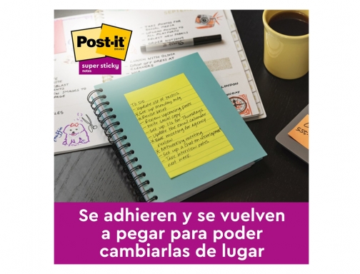 Bloc de notas adhesivas quita y pon Postit super sticky 152x101 mm 70005253342 , surtidos, imagen 5 mini