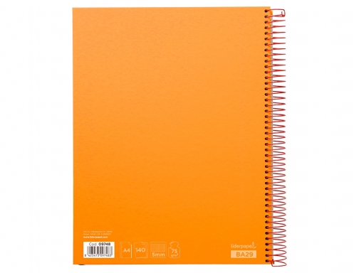 Cuaderno espiral Liderpapel A4 micro jolly tapa forrada 140h 75 gr cuadro 09748, imagen 4 mini