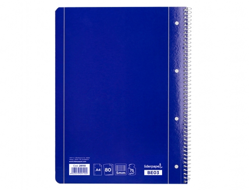 Cuaderno espiral Liderpapel A4 micro serie azul tapa blanda 80h 75 gr 29110, imagen 4 mini