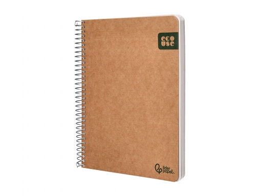 Cuaderno espiral Liderpapel Din A5 tapa cartulina kraft contracolada 120h papel 100% 171405, imagen 4 mini