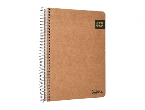 Cuaderno espiral Liderpapel Din A5 tapa cartulina kraft contracolada 120h papel 100% 171405, imagen 5 mini