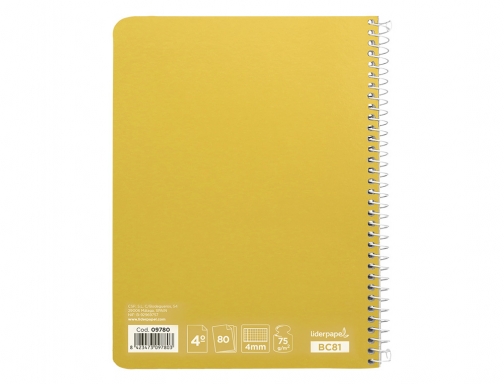 Cuaderno espiral Liderpapel cuarto witty tapa dura 80h 75gr cuadro 4mm con 09780, imagen 4 mini