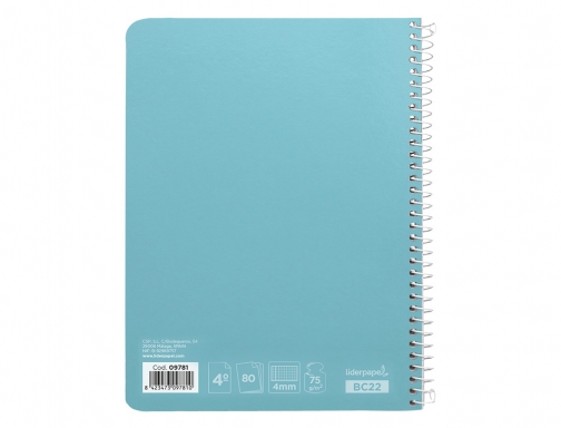 Cuaderno espiral Liderpapel cuarto witty tapa dura 80h 75gr cuadro 4mm con 09781, imagen 4 mini