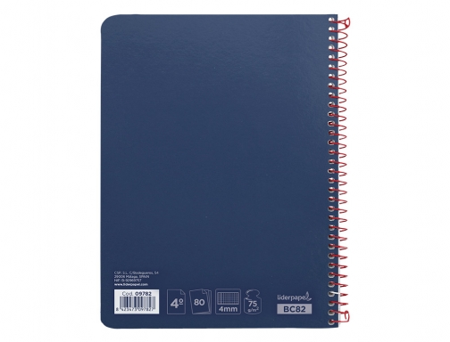 Cuaderno espiral Liderpapel cuarto witty tapa dura 80h 75gr cuadro 4mm con 09782, imagen 4 mini