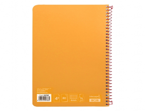 Cuaderno espiral Liderpapel cuarto witty tapa dura 80h 75gr cuadro 4mm con 09783, imagen 4 mini