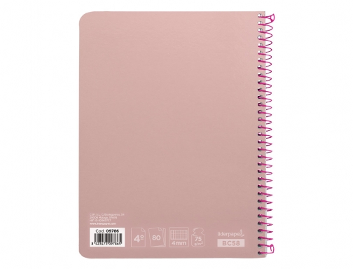 Cuaderno espiral Liderpapel cuarto witty tapa dura 80h 75gr cuadro 4mm con 09786, imagen 4 mini