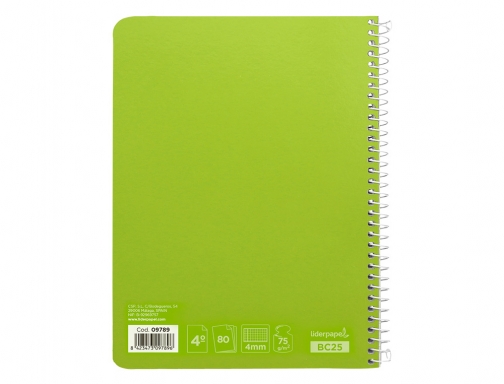 Cuaderno espiral Liderpapel cuarto witty tapa dura 80h 75gr cuadro 4mm con 09789, imagen 4 mini