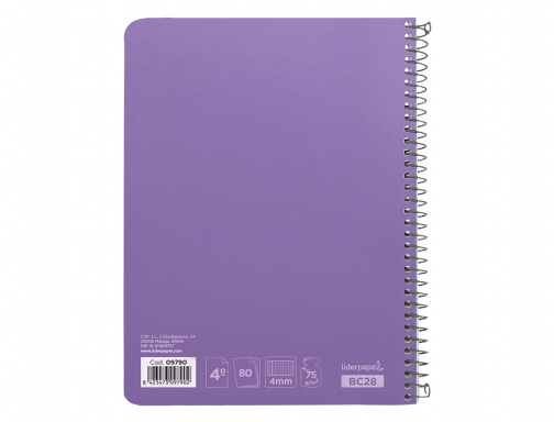 Cuaderno espiral Liderpapel cuarto witty tapa dura 80h 75gr cuadro 4mm con 09790, imagen 4 mini