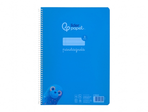 Cuaderno espiral Liderpapel Din A4 pautaguia tapa plastico 80h 90gr cuadro pautado 171871, imagen 3 mini