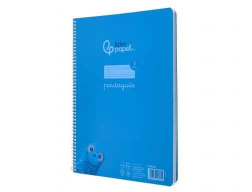 Cuaderno espiral Liderpapel Din A4 pautaguia tapa plastico 80h 90gr cuadro pautado 171871, imagen 5 mini