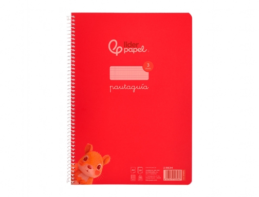 Cuaderno espiral Liderpapel Din A4 pautaguia tapa plastico80h 90gr cuadro pautado 3mm 171872, imagen 3 mini