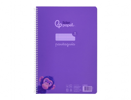 Cuaderno espiral Liderpapel Din A4 pautaguia tapa plastico 80h 90gr cuadro pautado 171874, imagen 3 mini