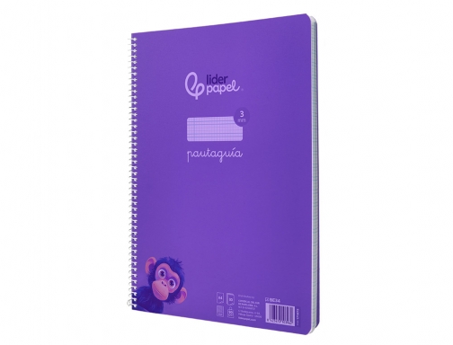 Cuaderno espiral Liderpapel Din A4 pautaguia tapa plastico 80h 90gr cuadro pautado 171874, imagen 5 mini