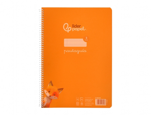 Cuaderno espiral Liderpapel Din A4 pautaguia tapa plastico80h 90gr cuadro pautado 3mm 171875, imagen 3 mini